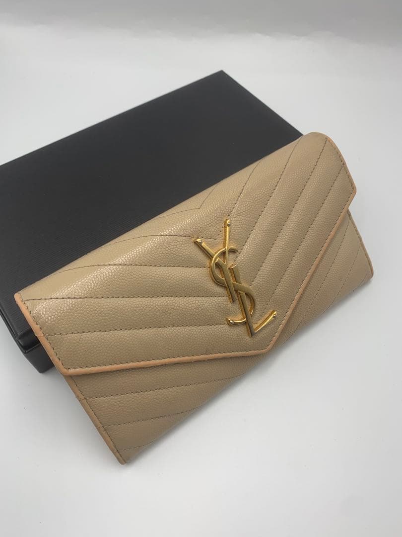 イヴサンローラン 長財布 二つ折りロングレザーウォレット レディース 表記無