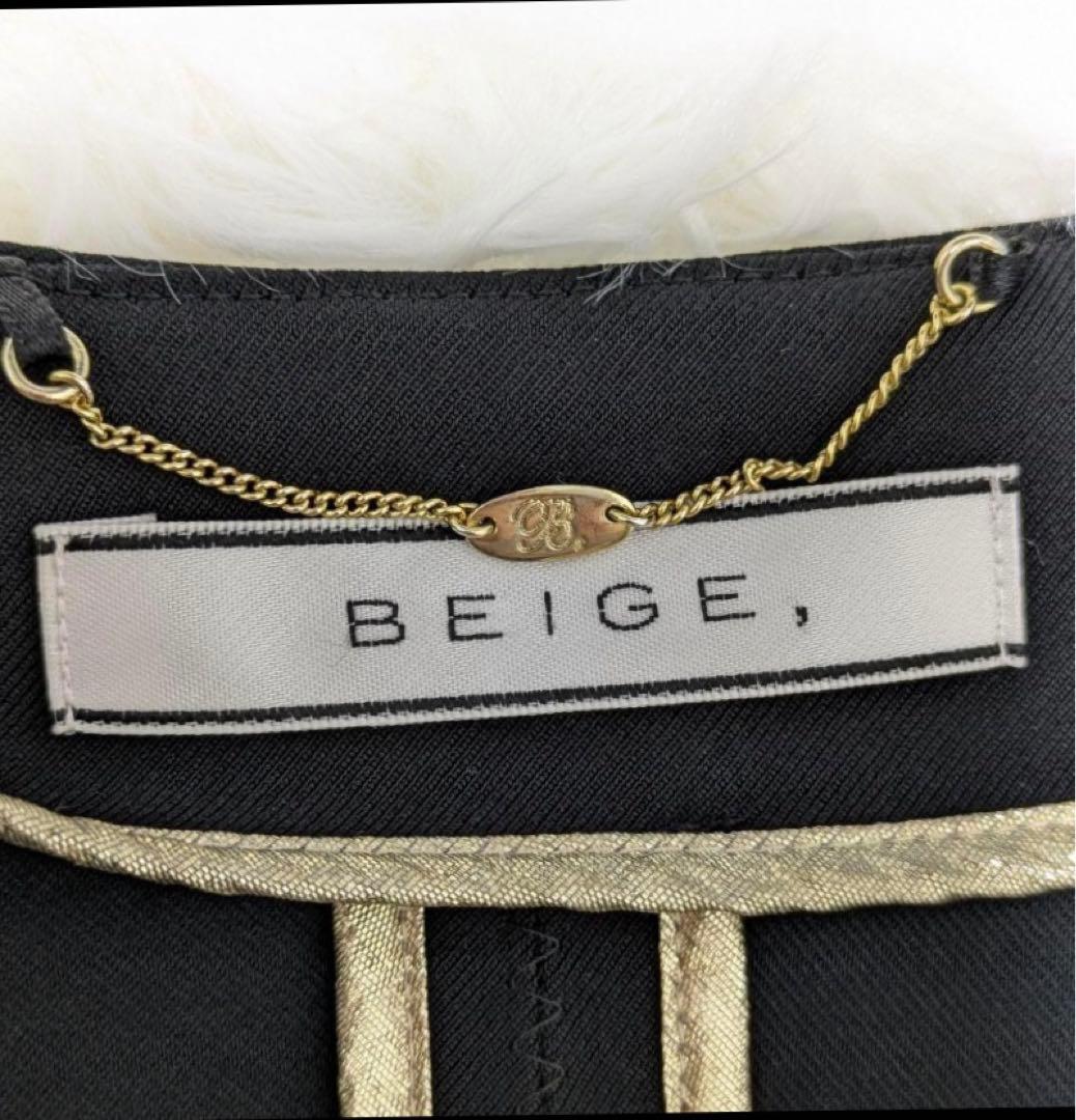 ベイジ　 LUIZAノーカラージャケット　ウォッシャブル　ブラック　M