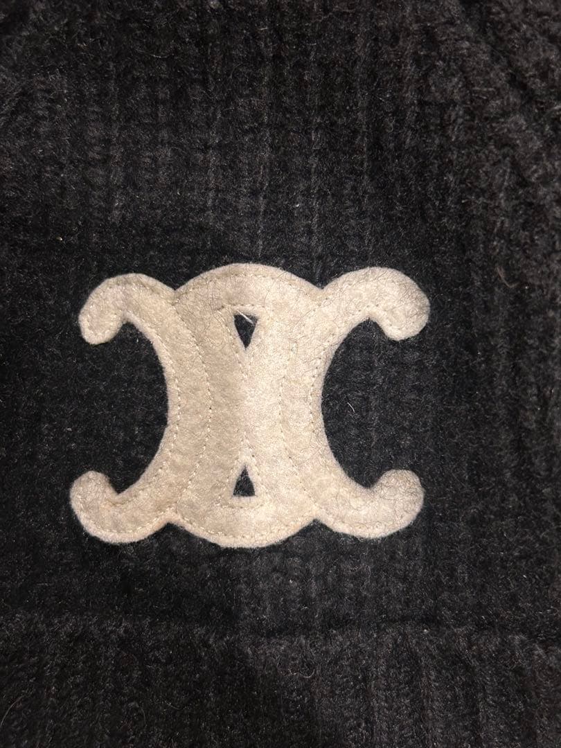 CELINE セリーヌ ニット帽 ビーニー トリオンフロゴ ブラック