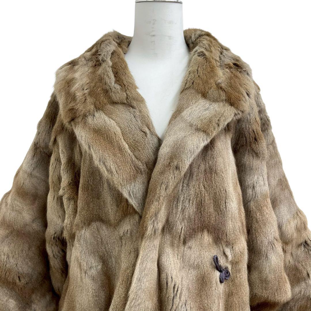 【ヴィンテージ本毛皮ファーコート1相当茶系80年代頃付き】