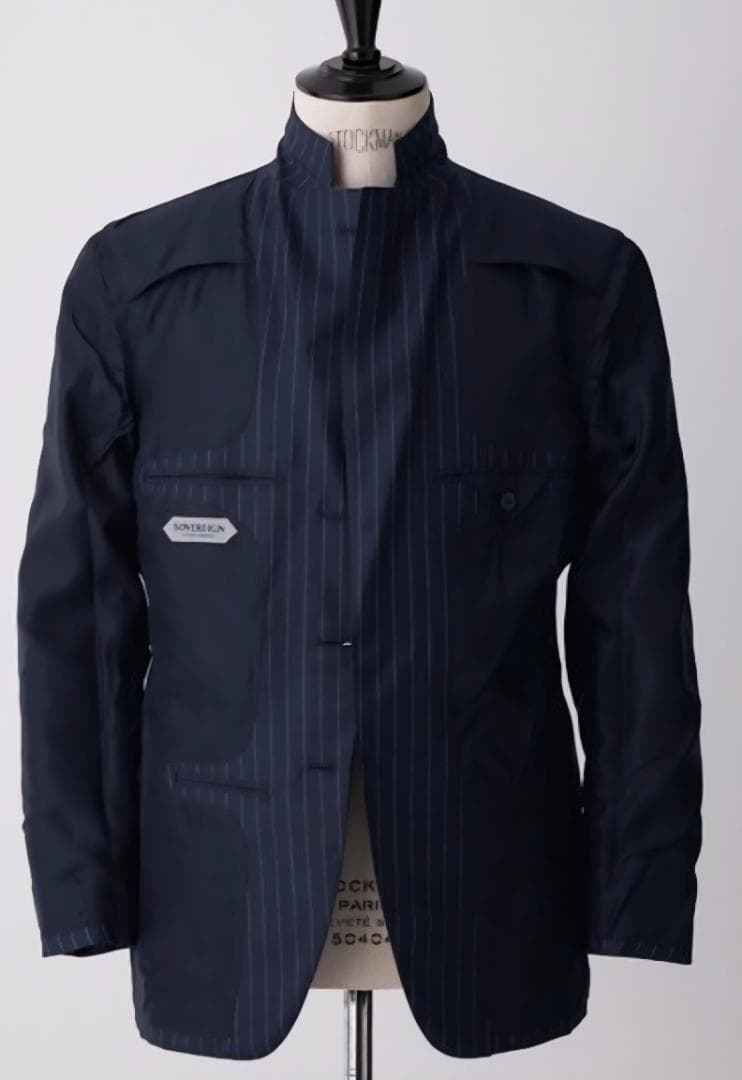 美品★SOVEREIGN ハンドライン チョークストライプ シングル3Bスーツ