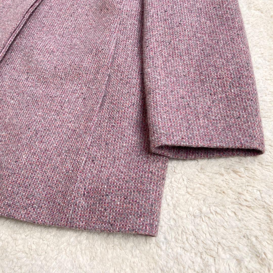 極美品・近年✨レリアン　ツイード比翼スタンドカラーハーフコート　カシミヤ100%
