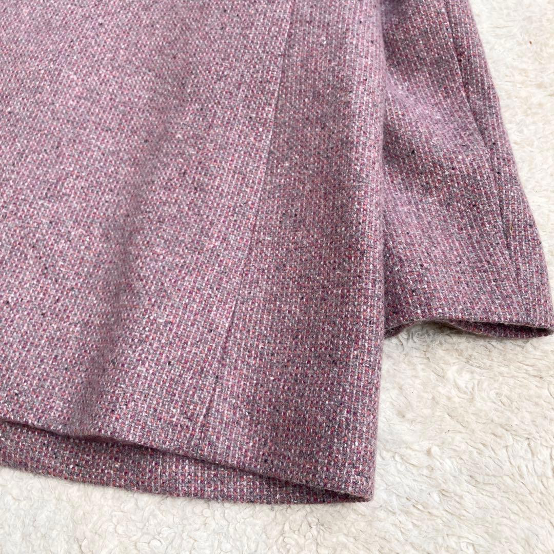 極美品・近年✨レリアン　ツイード比翼スタンドカラーハーフコート　カシミヤ100%