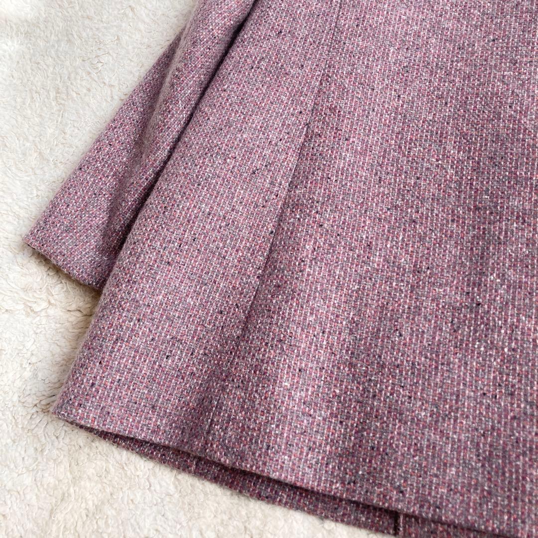 極美品・近年✨レリアン　ツイード比翼スタンドカラーハーフコート　カシミヤ100%