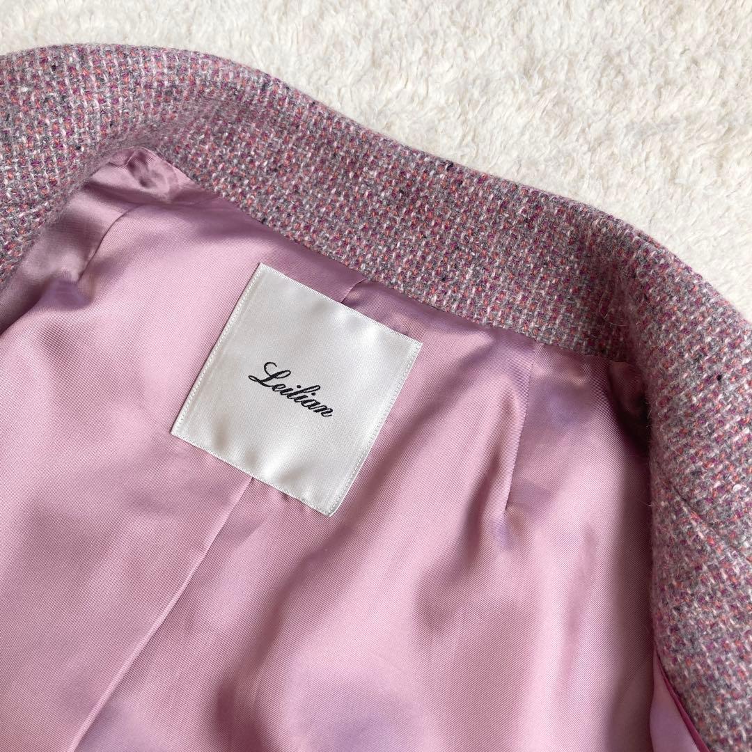 極美品・近年✨レリアン　ツイード比翼スタンドカラーハーフコート　カシミヤ100%