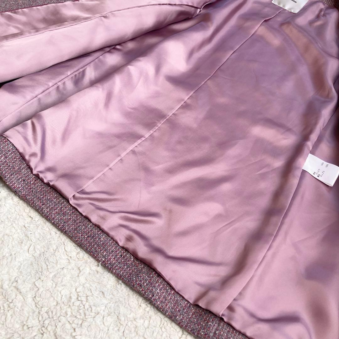 極美品・近年✨レリアン　ツイード比翼スタンドカラーハーフコート　カシミヤ100%