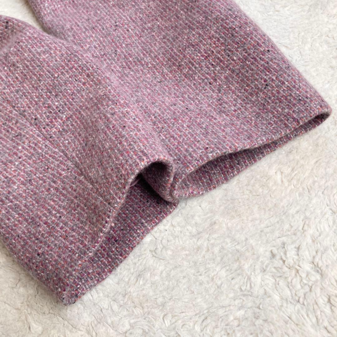 極美品・近年✨レリアン　ツイード比翼スタンドカラーハーフコート　カシミヤ100%