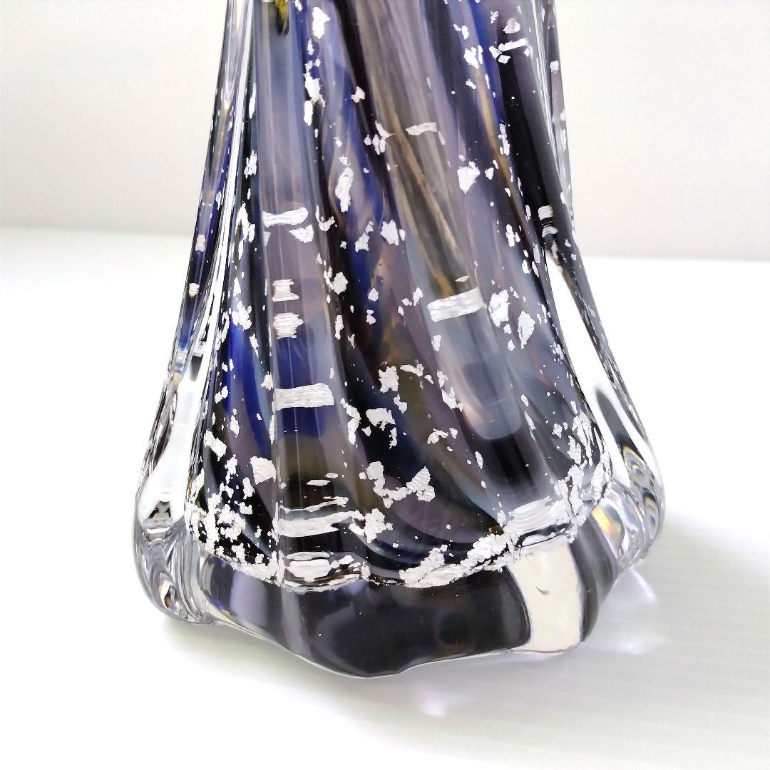 新品未使用 津軽びーどろ フラワーベース 夜空 季明かり 吹きガラス ガラス
