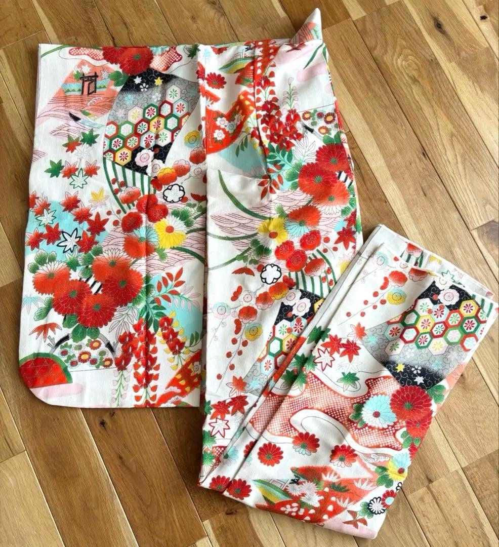 七五三 7歳 女の子 子供 水色 着物 帯 セット