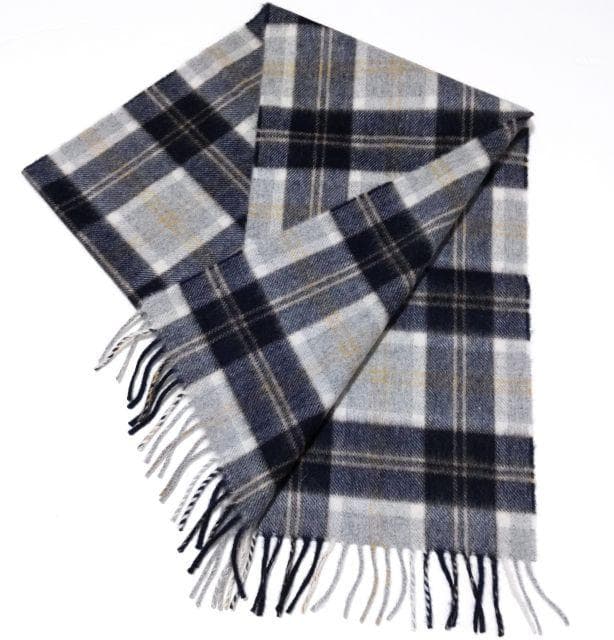 極美品★ジョシュアエリス★マフラー カシミヤ100 チェック グレー ネイビー