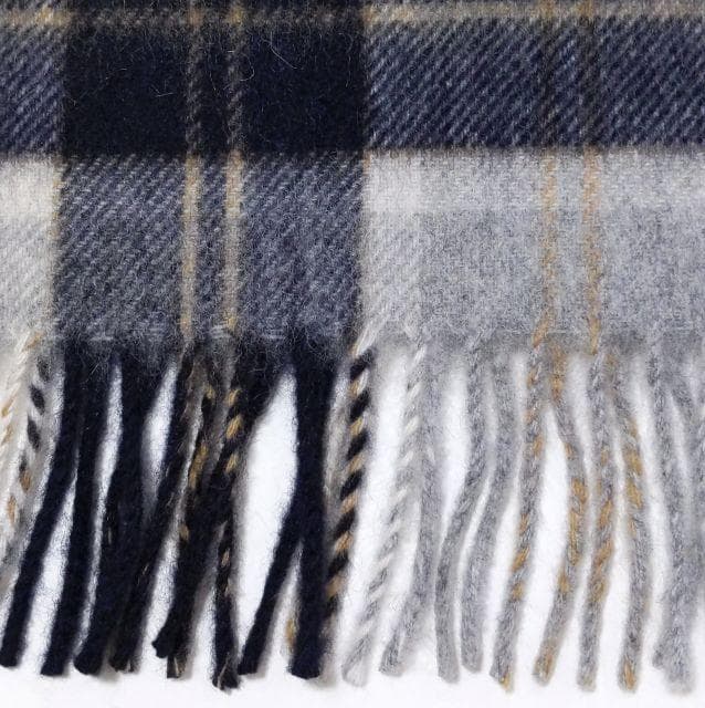 極美品★ジョシュアエリス★マフラー カシミヤ100 チェック グレー ネイビー