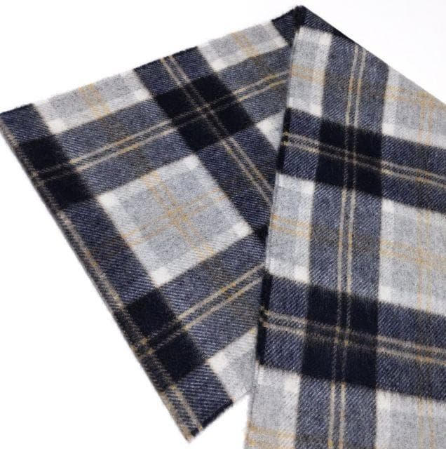 極美品★ジョシュアエリス★マフラー カシミヤ100 チェック グレー ネイビー