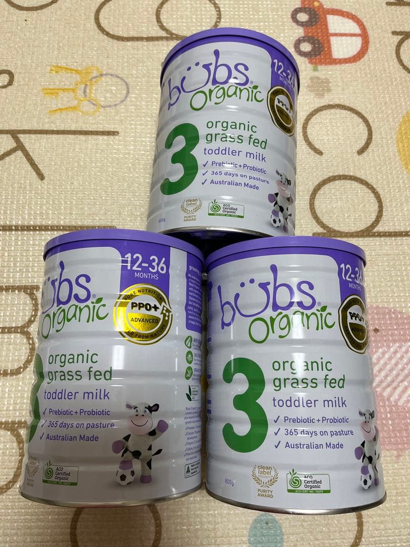 bubs organic 有機グラスフェッド粉ミルク 3缶セット