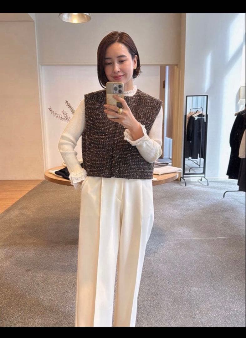 最終値下⭐︎OHGA TWEED GILET ブラウン