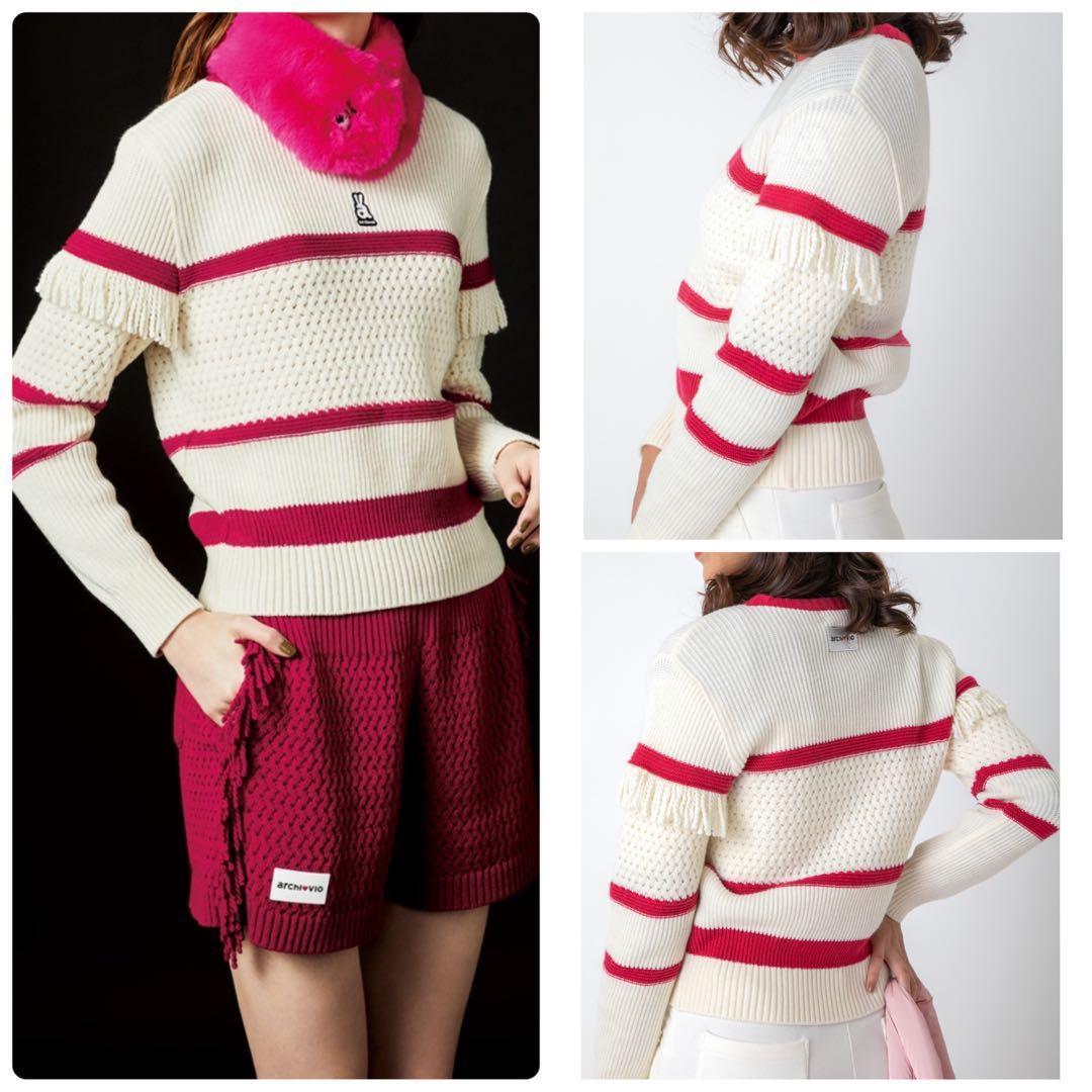 極美品　近年モデル　アルチビオ　セットアップ　ケーブル　フリンジ　白　ピンク