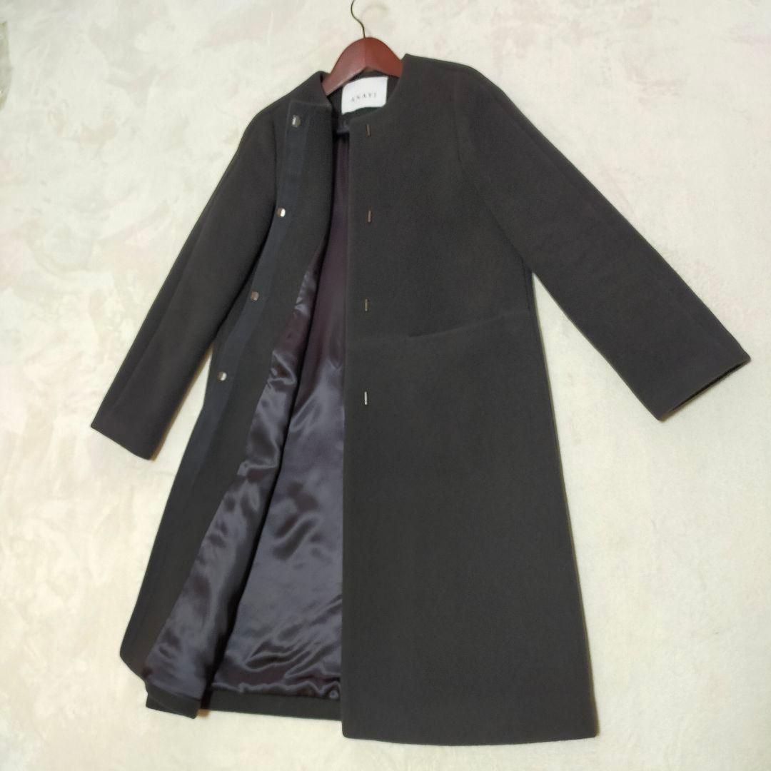 現行タグ　ANAYI　カシミヤ混　ダブルビーバークルーコート　38サイズ