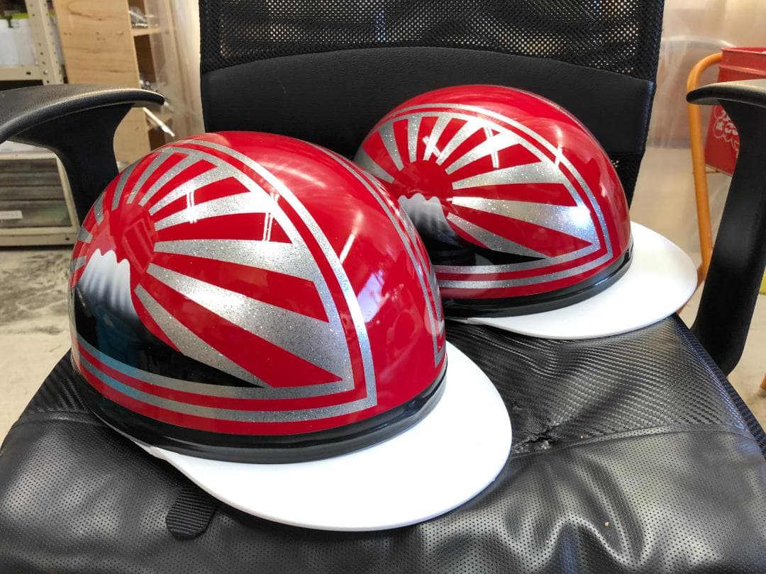 コルク半　カスタム　富士日章　三つボタン　ソリッドレッドシルバー　ラメ　セット