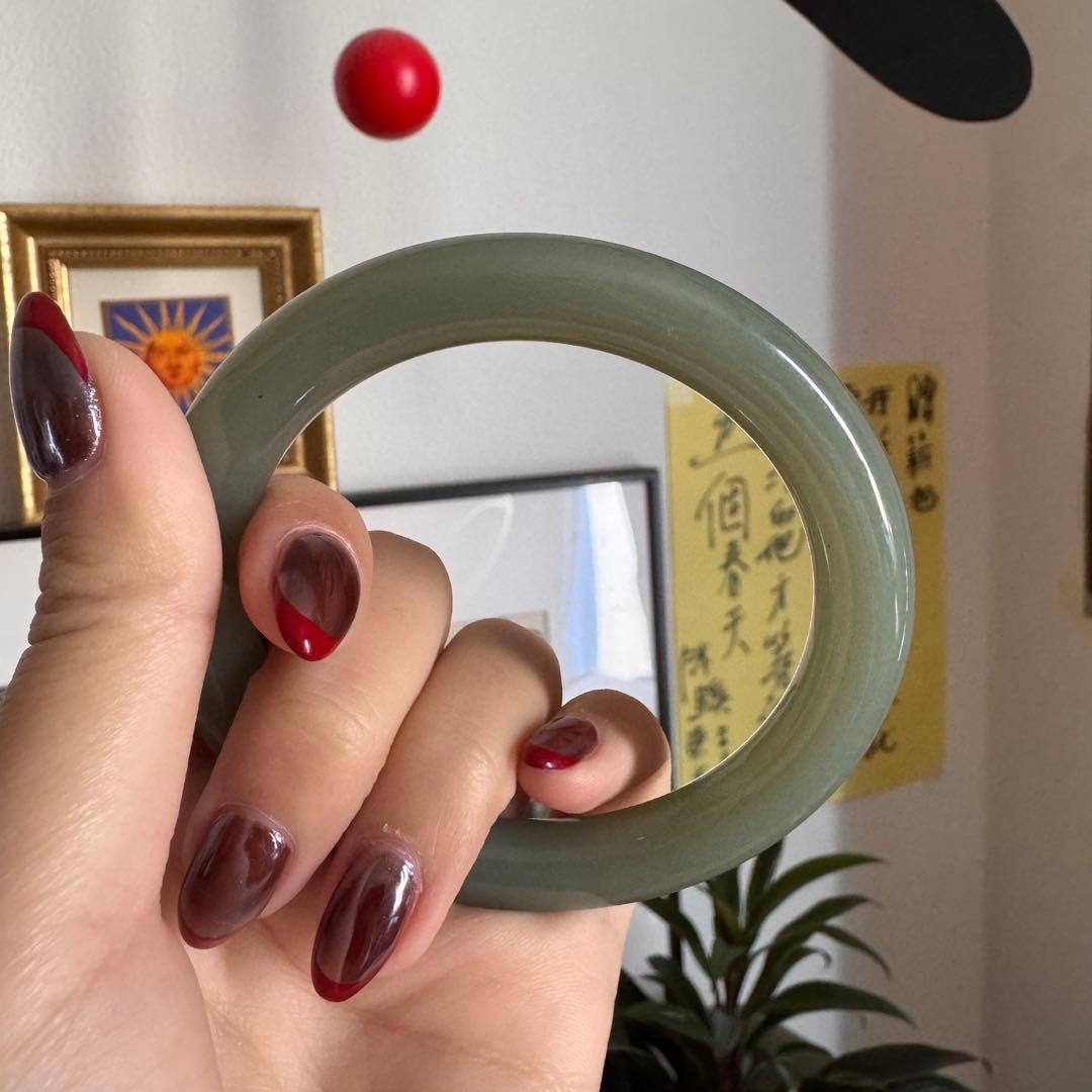 古い和田玉 グリーン 円形バングル