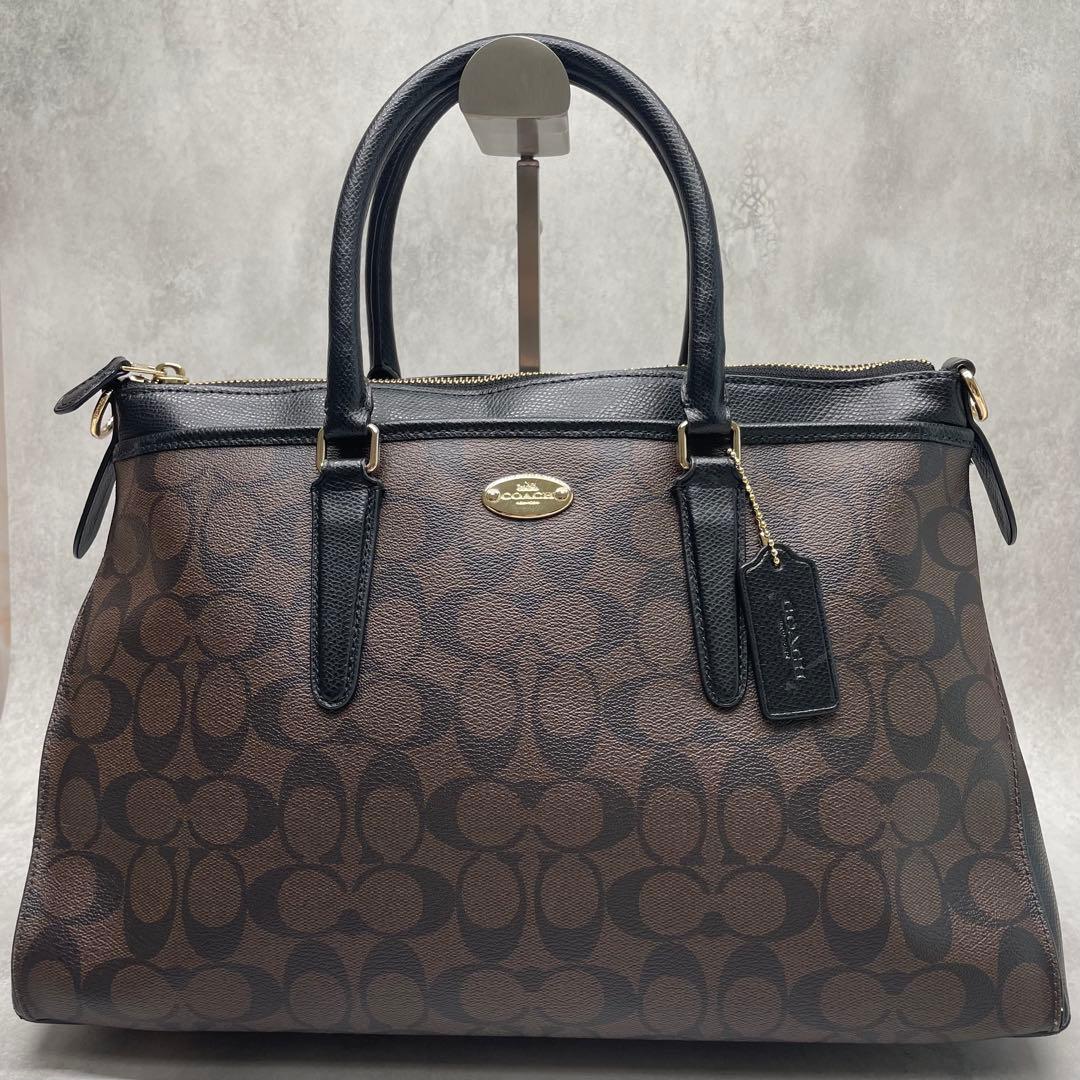極美品✨A4可 コーチ 2way トート ショルダーバッグ PVC×レザー