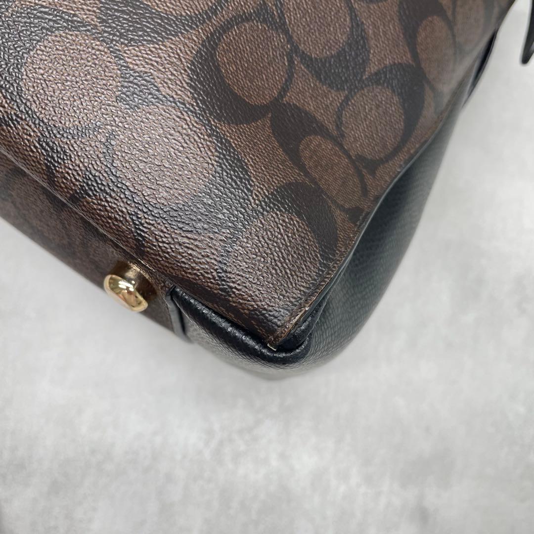 極美品✨A4可 コーチ 2way トート ショルダーバッグ PVC×レザー