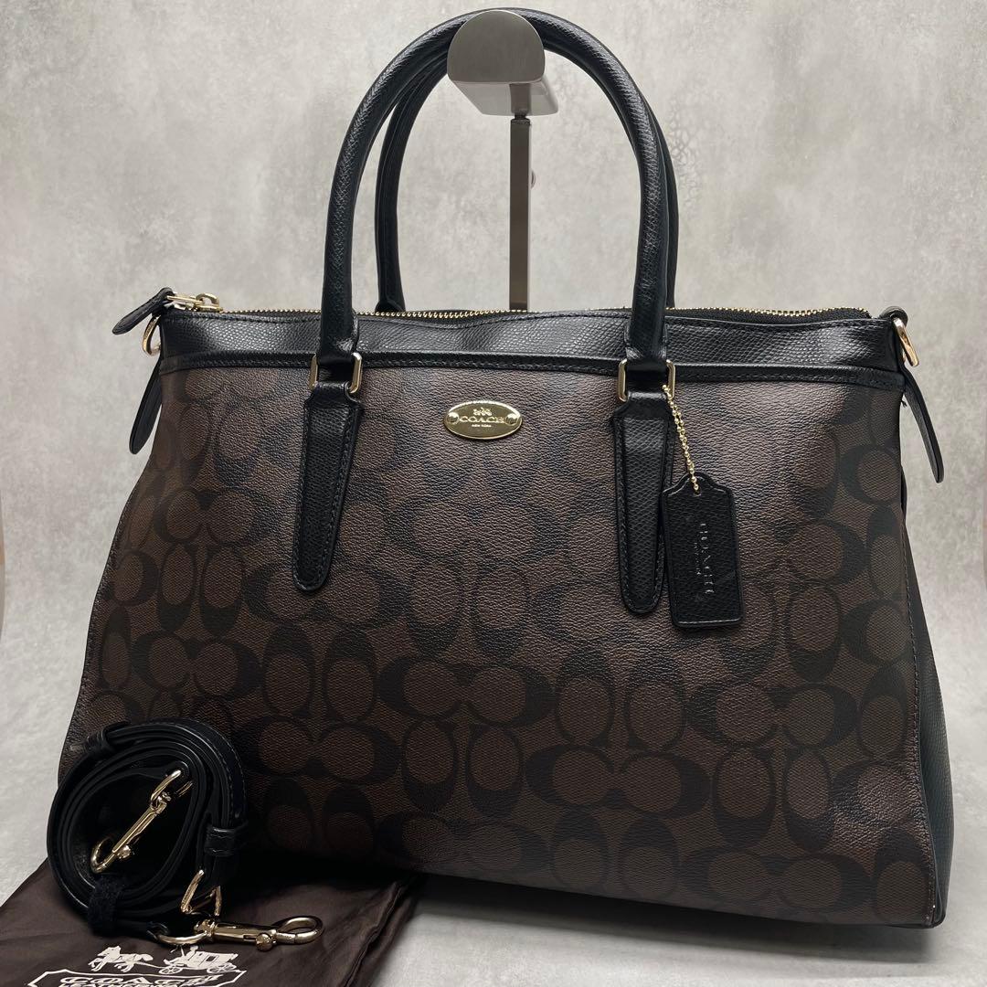 極美品✨A4可 コーチ 2way トート ショルダーバッグ PVC×レザー