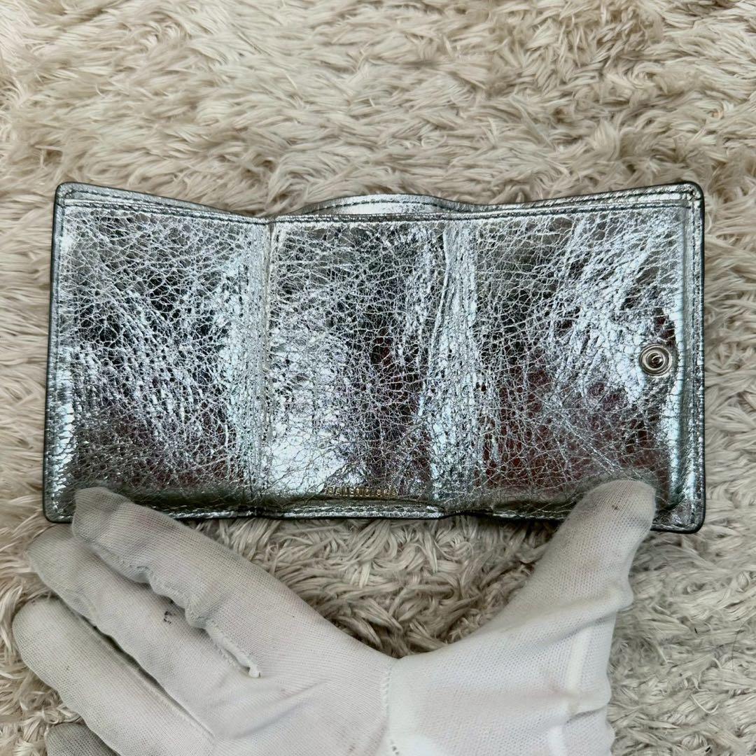【美品】BALENCIAGA シルバー三つ折り財布 エブリデイ