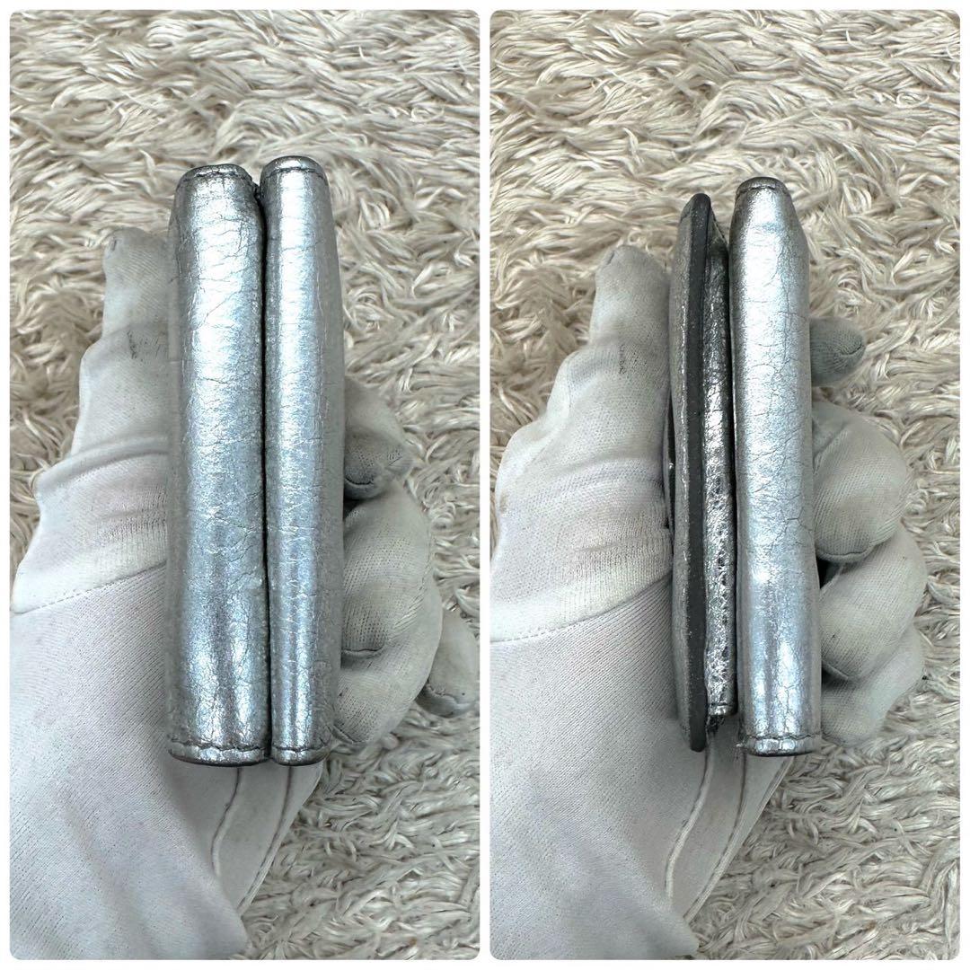 【美品】BALENCIAGA シルバー三つ折り財布 エブリデイ