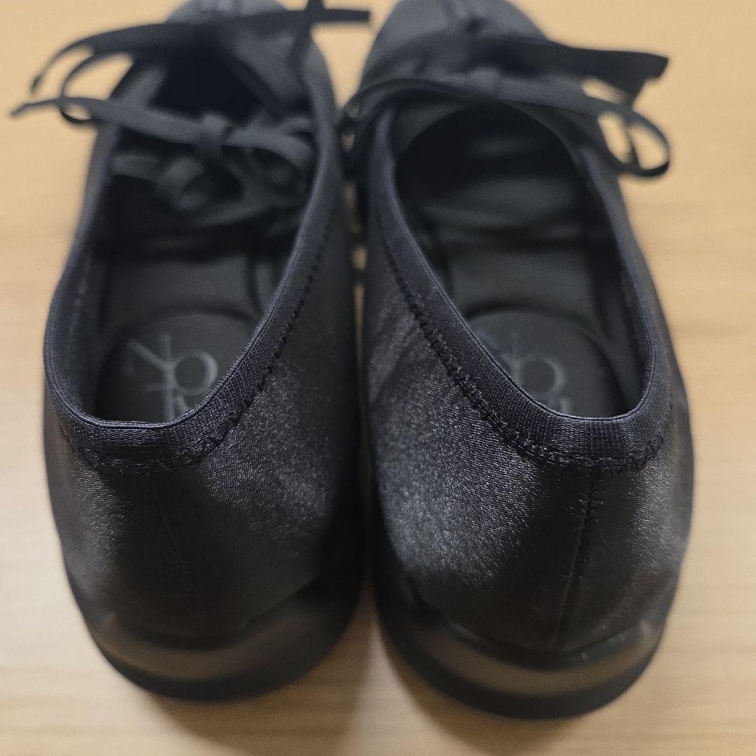 1度のみ着用【ルタロン　Lダブルリボンバレリーナ】ブラック24.5cm