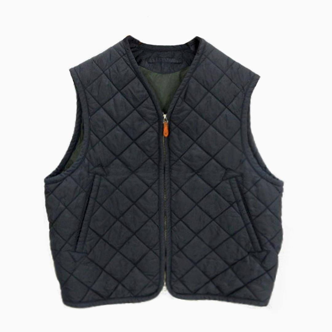 美品 45R✨キルティング Vネック中綿ダウンベスト 馬革ファスナー 45rpm