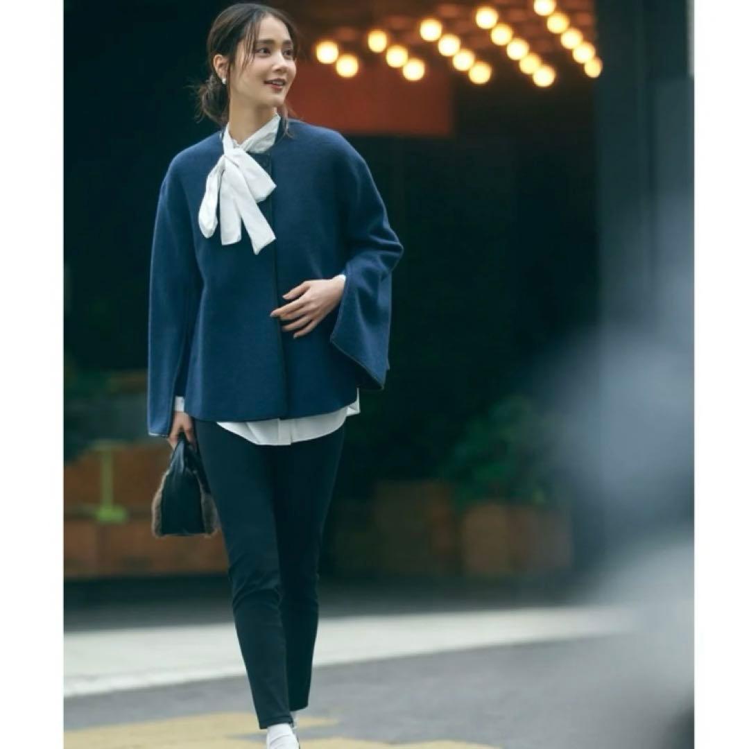 新品未使用　23区 ノーカラージャケット　 ウール　紺　38 M