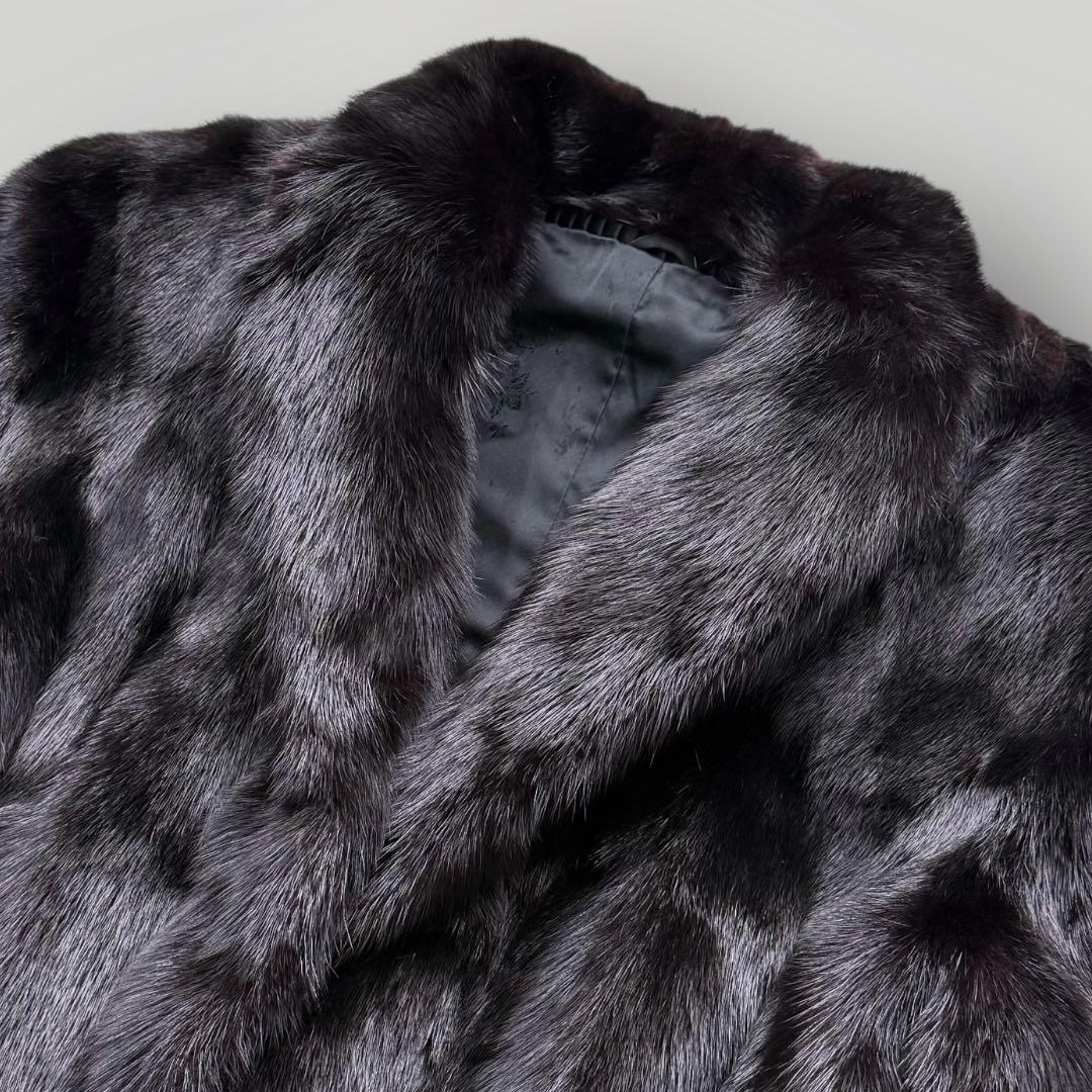 毛皮☆ブラックミンク MINK ファーコート なめし柔らか ハーフコート 11号