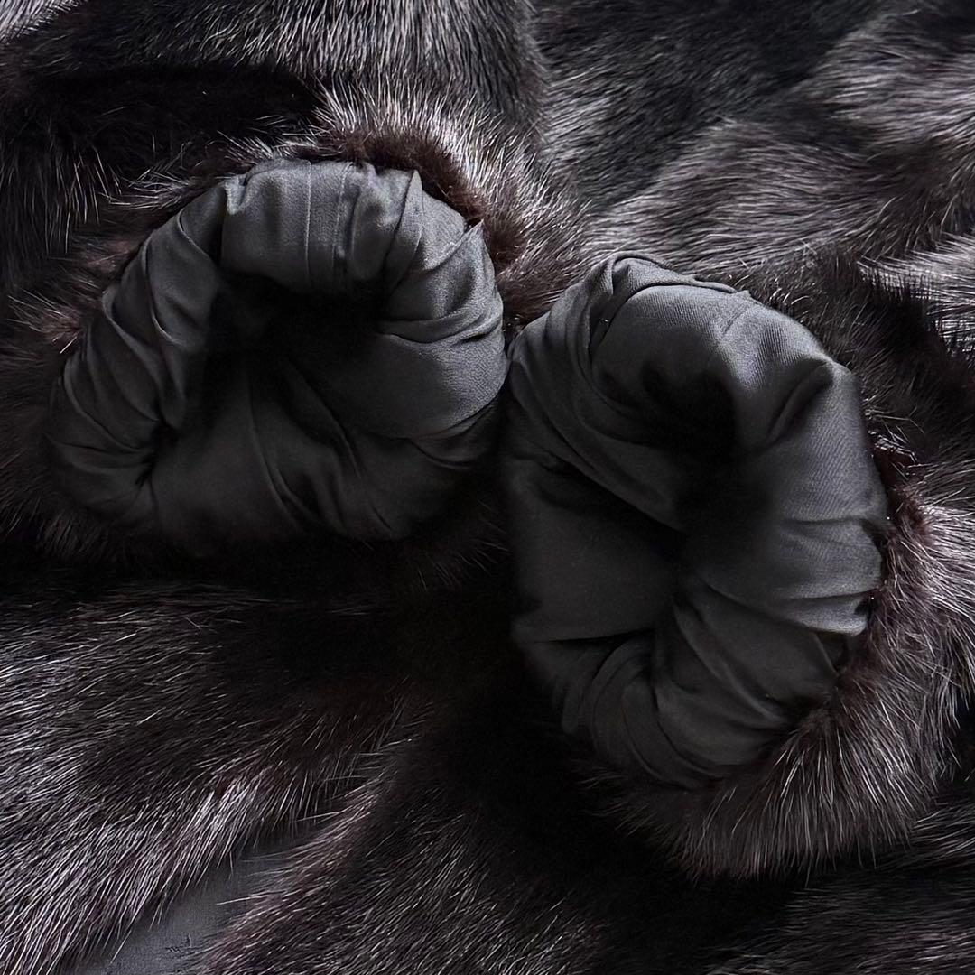 毛皮☆ブラックミンク MINK ファーコート なめし柔らか ハーフコート 11号