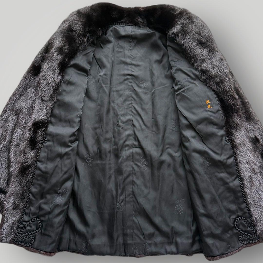 毛皮☆ブラックミンク MINK ファーコート なめし柔らか ハーフコート 11号