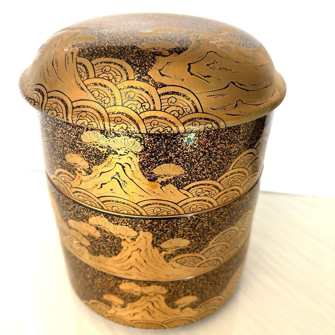 有田焼 【幸楽窯】丸型錦蒔絵三段重 金彩