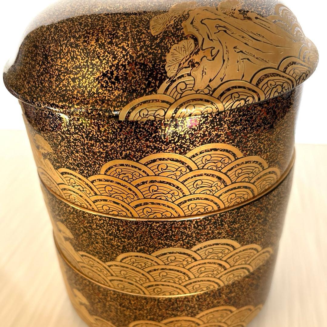 有田焼 【幸楽窯】丸型錦蒔絵三段重 金彩