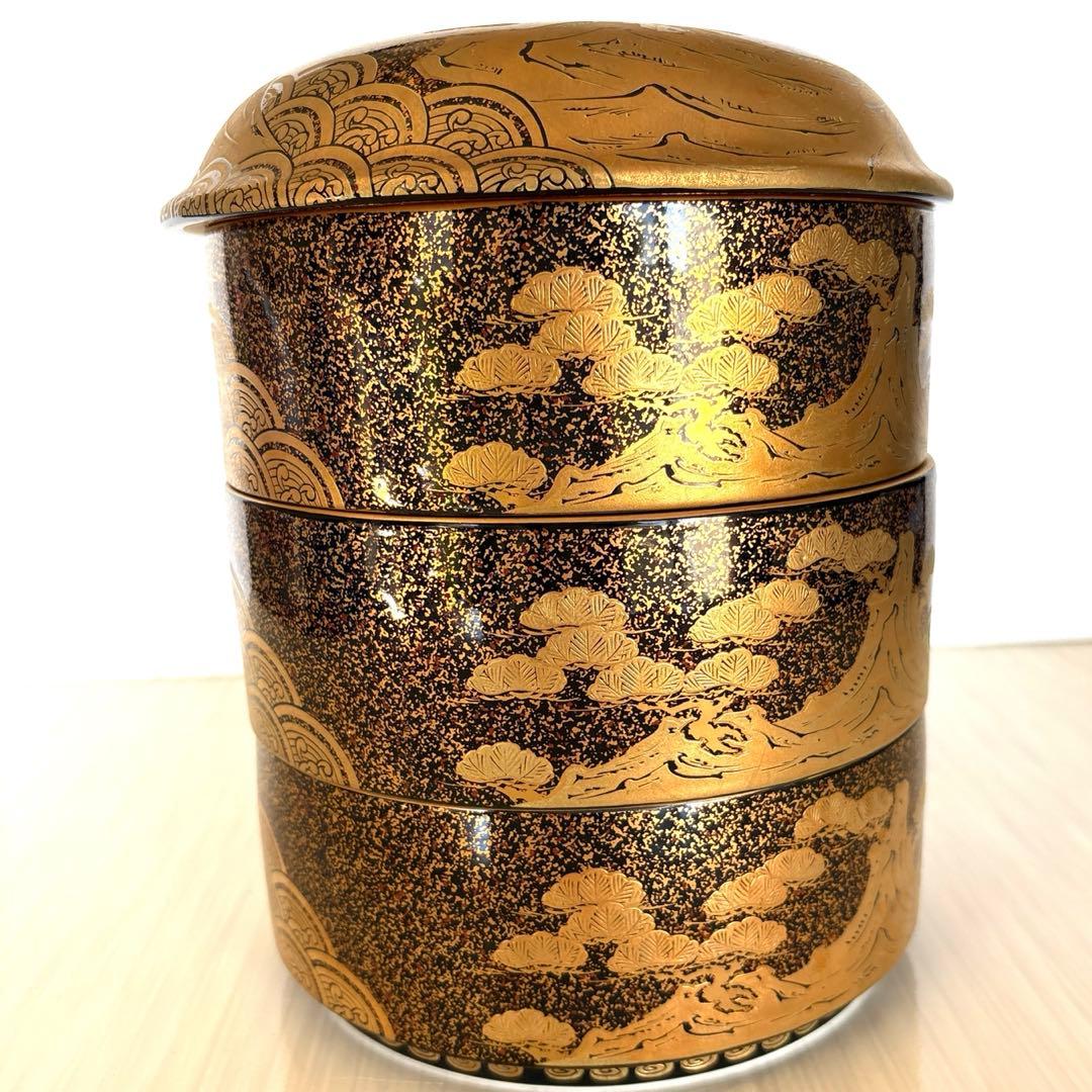 有田焼 【幸楽窯】丸型錦蒔絵三段重 金彩