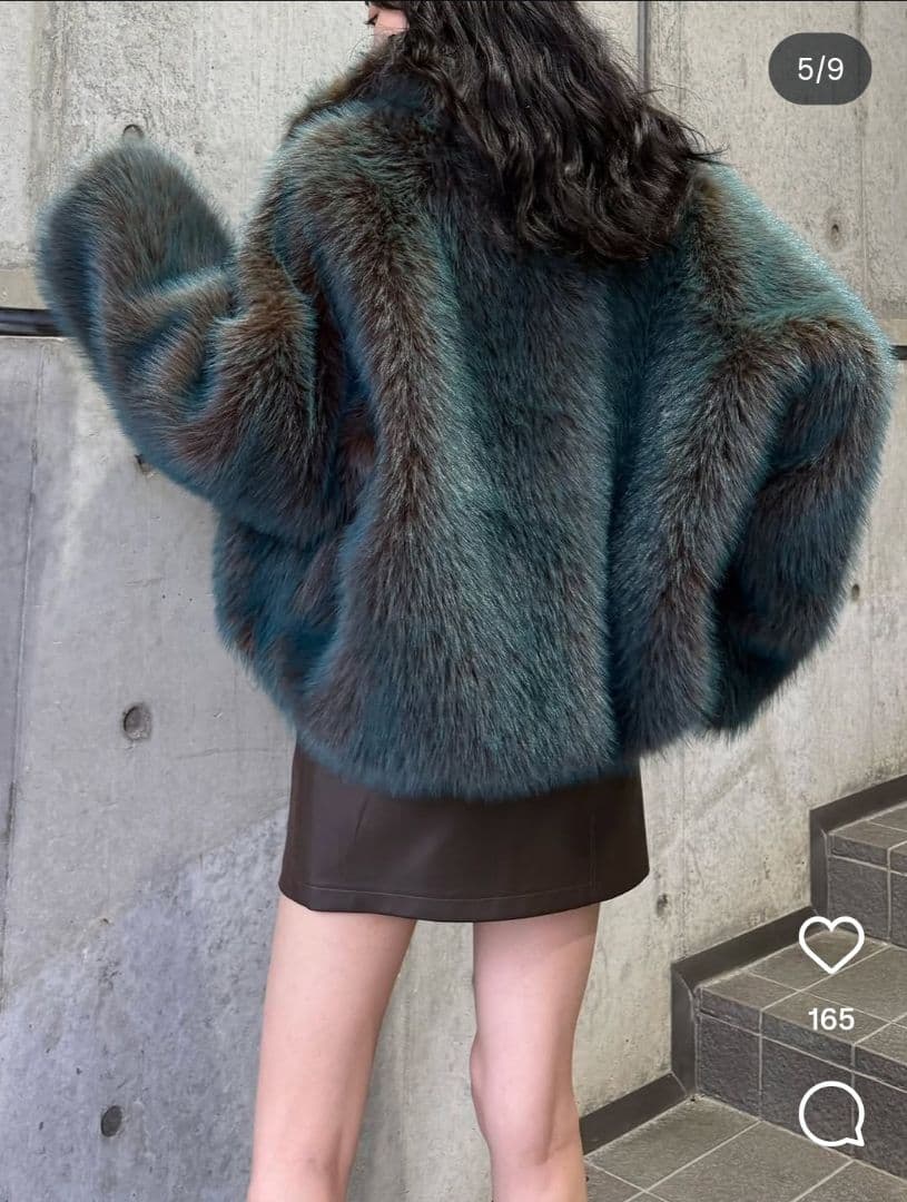 MIXフェイクファーブルゾン　ブルー