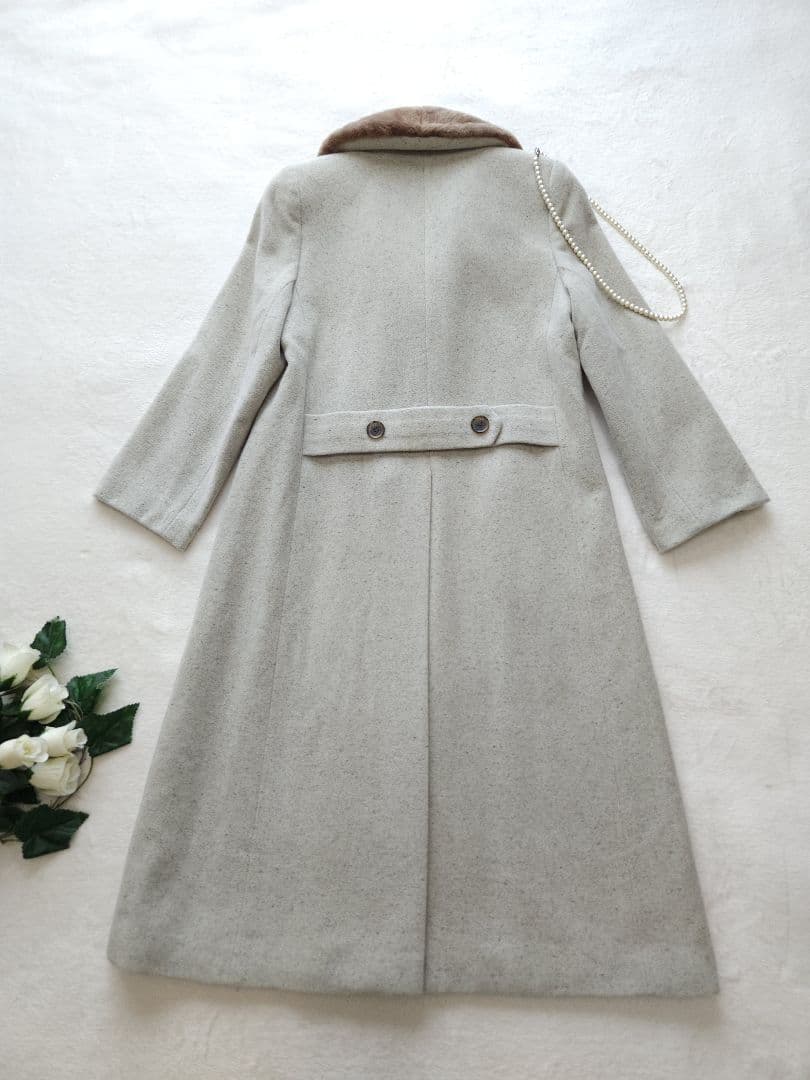 FOXEY 高級ロングコート26万 ソフトツイード ヌートリア アンゴラシルク