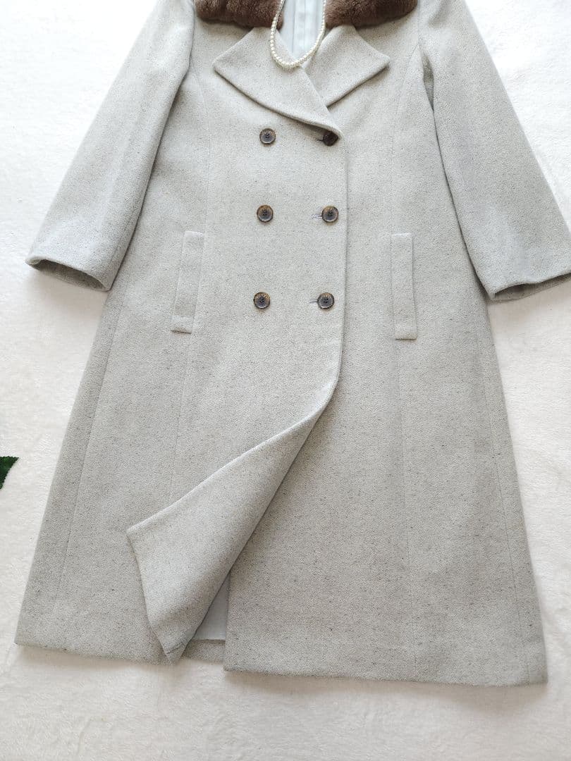 FOXEY 高級ロングコート26万 ソフトツイード ヌートリア アンゴラシルク