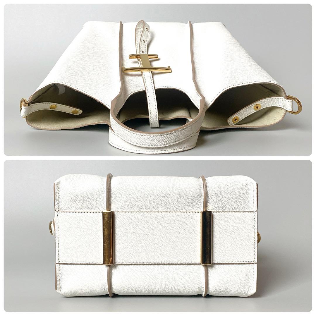 TOD’S / Tタイムレス レザーショッピングバッグ ミニ ホワイト