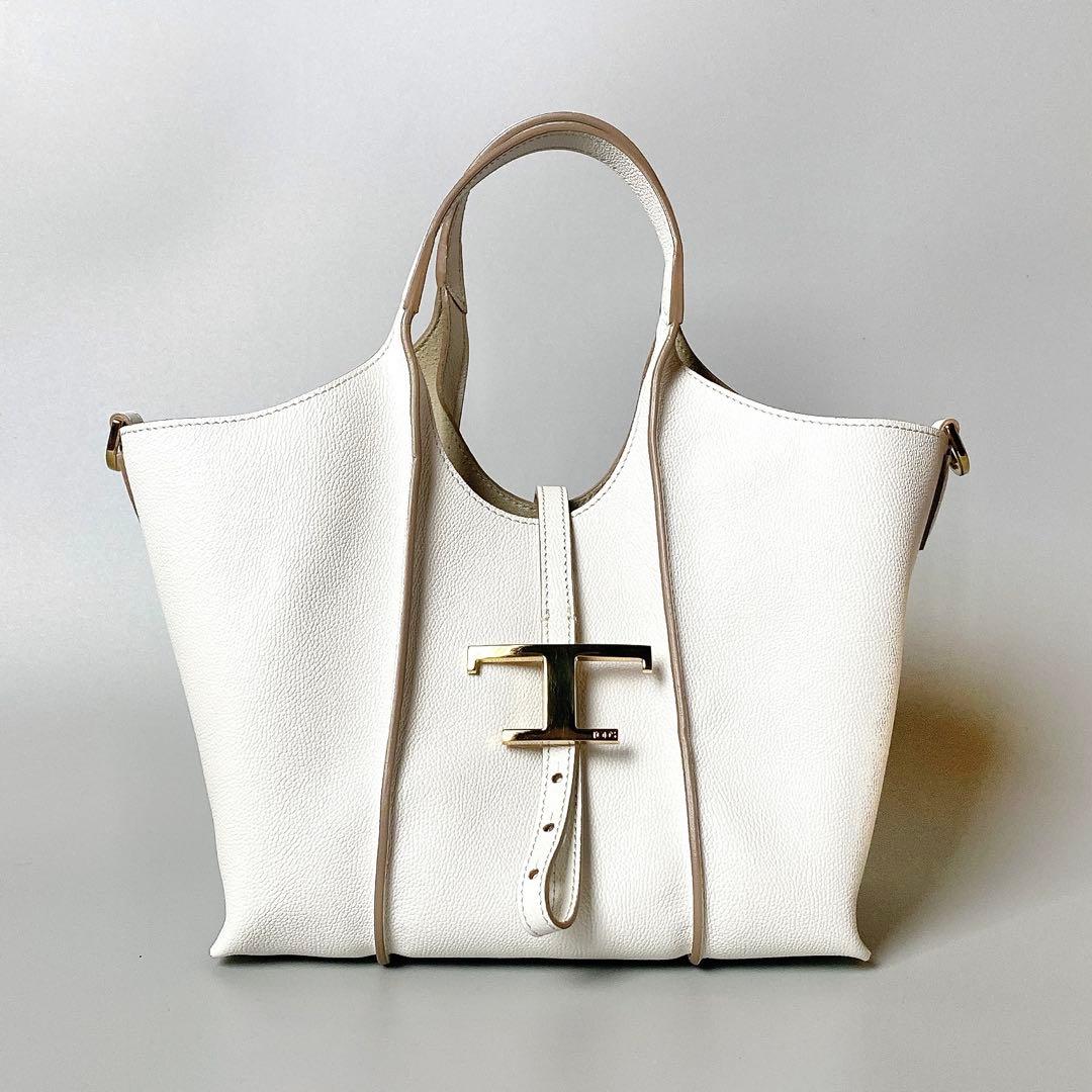 TOD’S / Tタイムレス レザーショッピングバッグ ミニ ホワイト