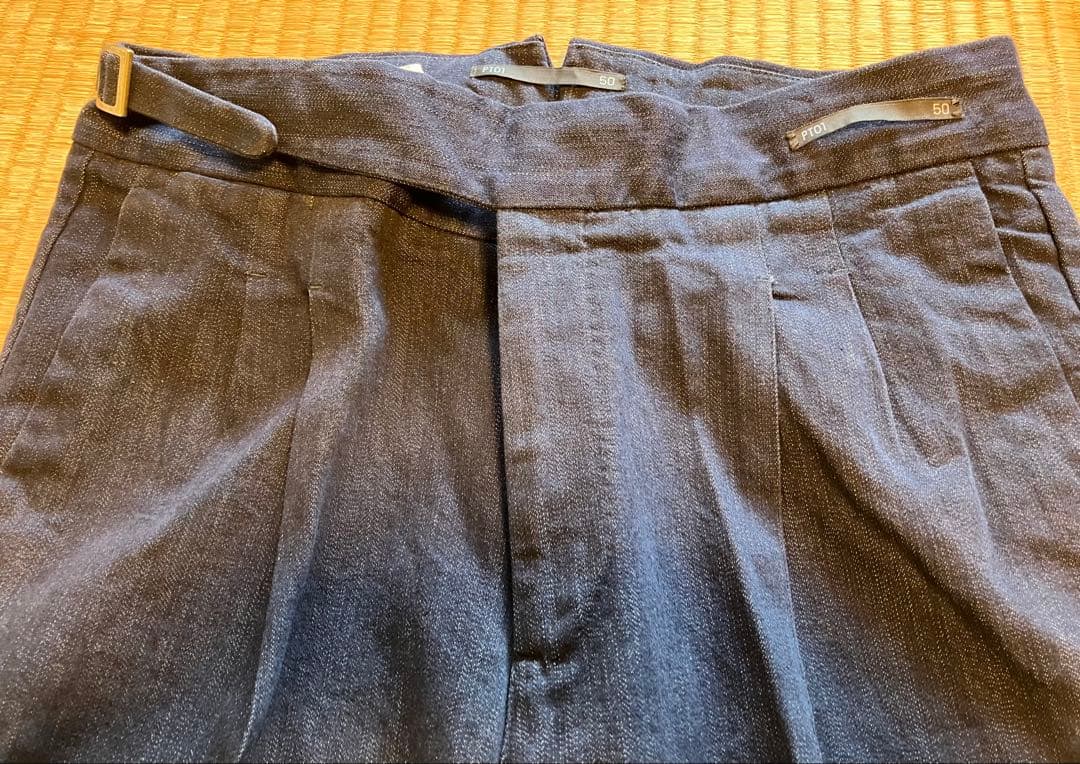 PT01 デニムスラックス 永久クリース処理済