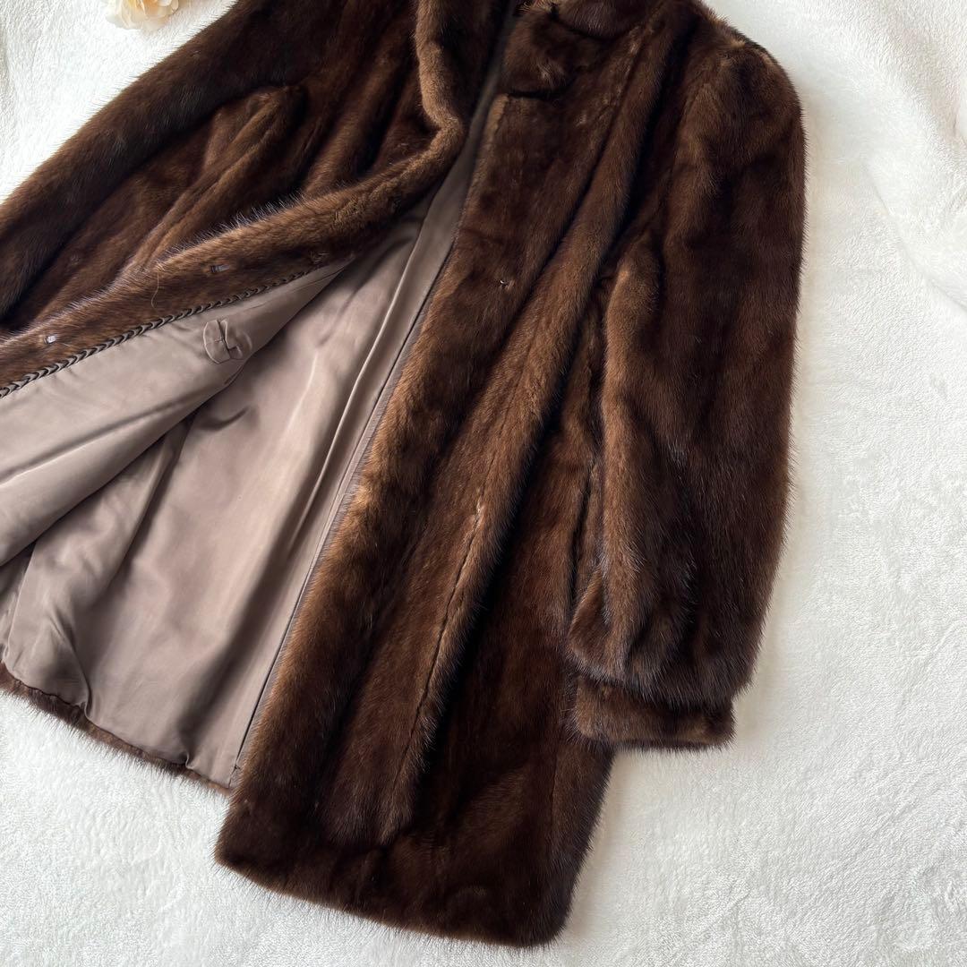 サガミンク 2145 JINDO 毛皮 リアルファーコート ブラウン 9号