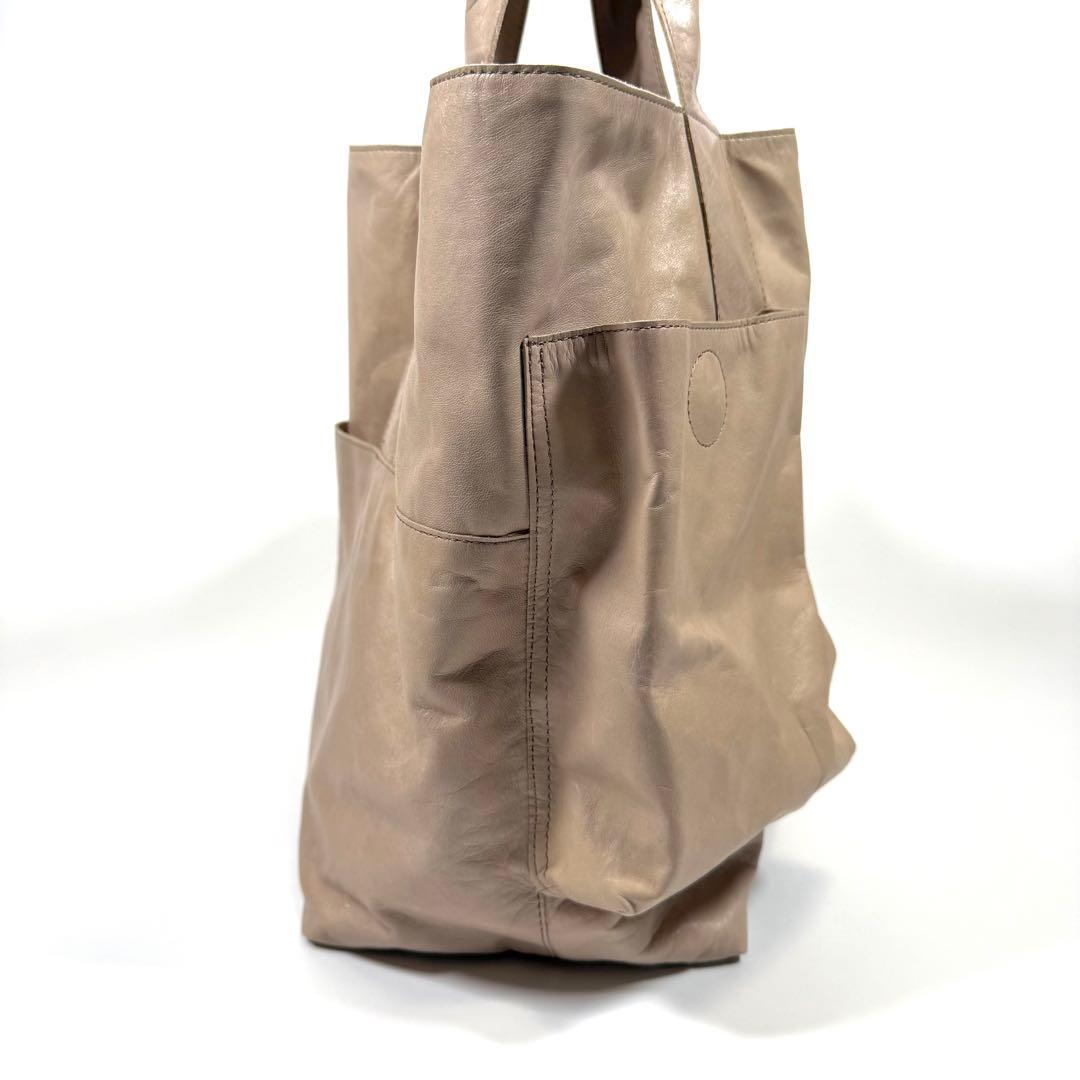 【未使用に近い】ヨーガンレール　トートバッグ　シワ加工　馬革　アイボリー