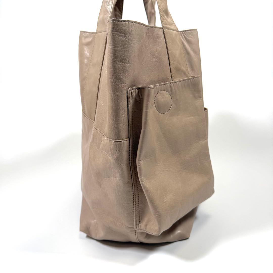 【未使用に近い】ヨーガンレール　トートバッグ　シワ加工　馬革　アイボリー