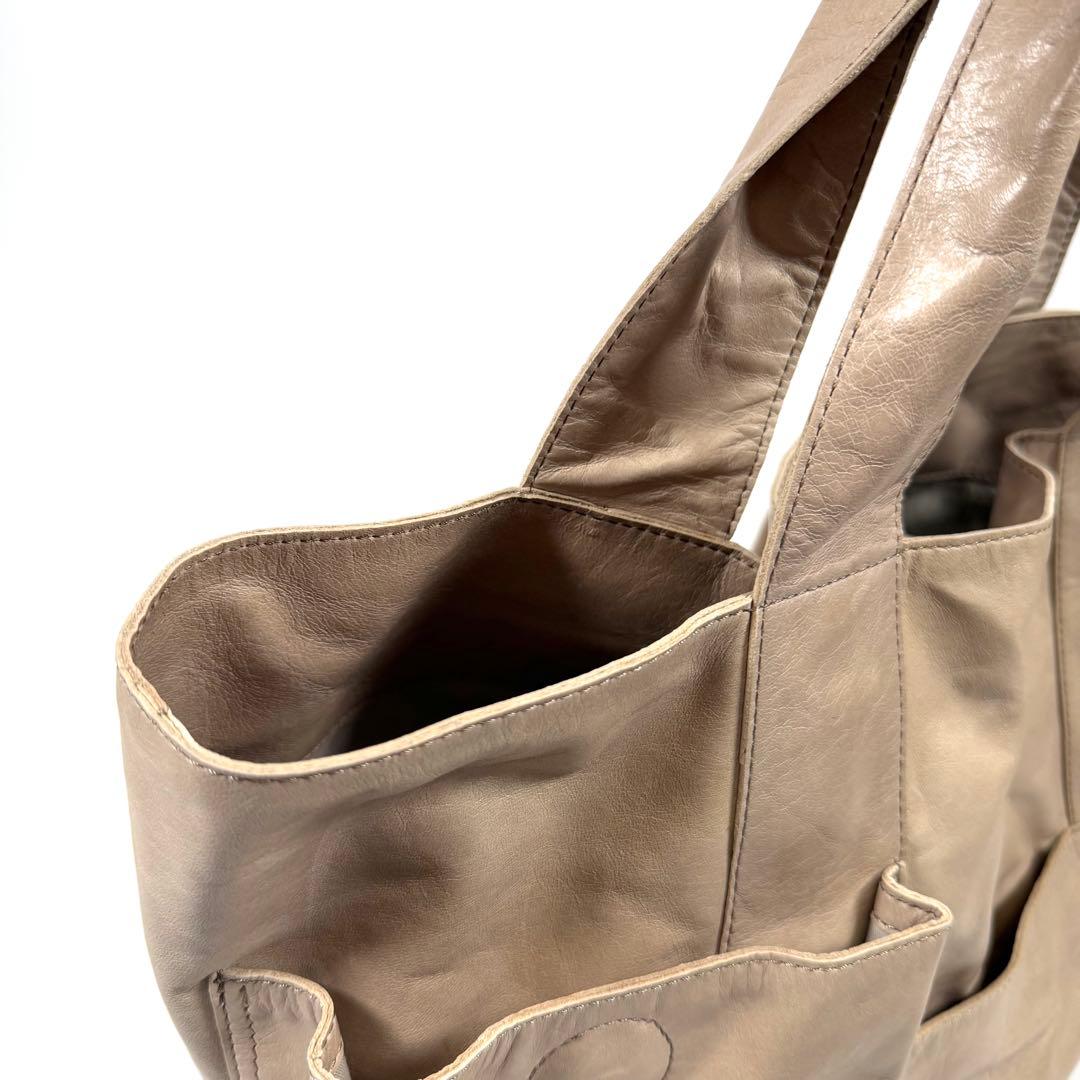 【未使用に近い】ヨーガンレール　トートバッグ　シワ加工　馬革　アイボリー