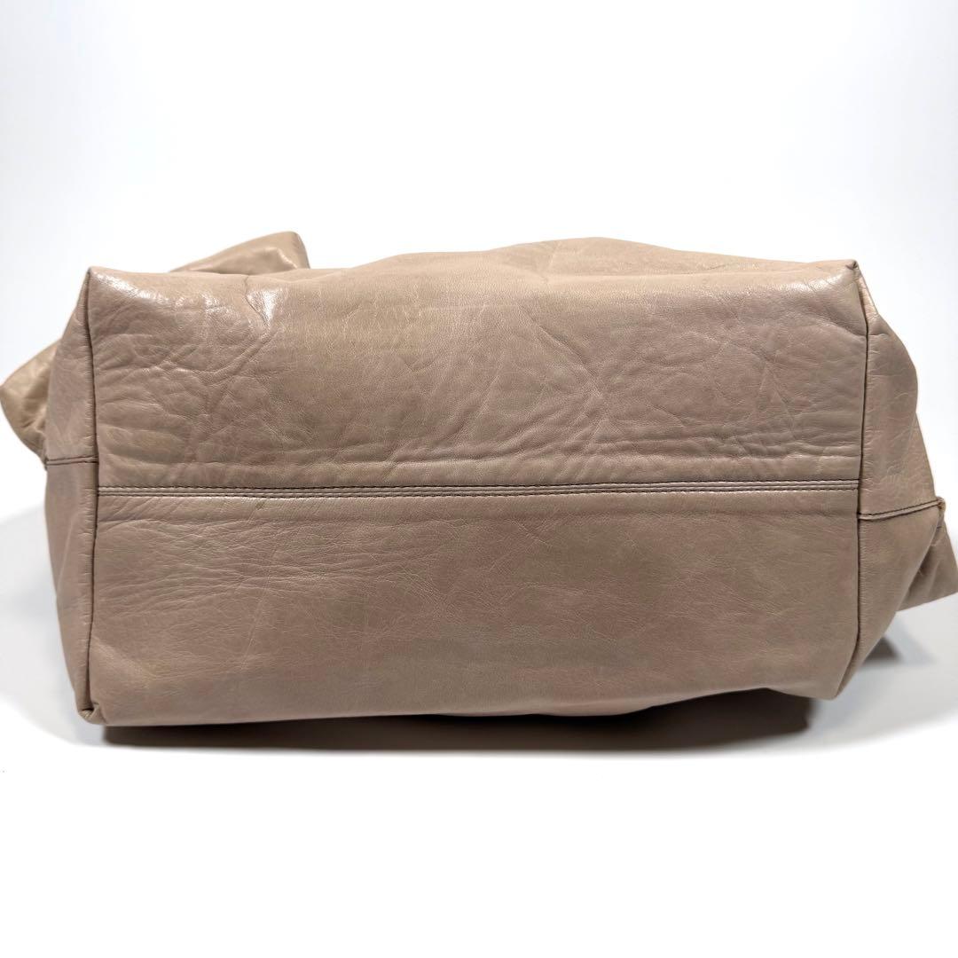 【未使用に近い】ヨーガンレール　トートバッグ　シワ加工　馬革　アイボリー