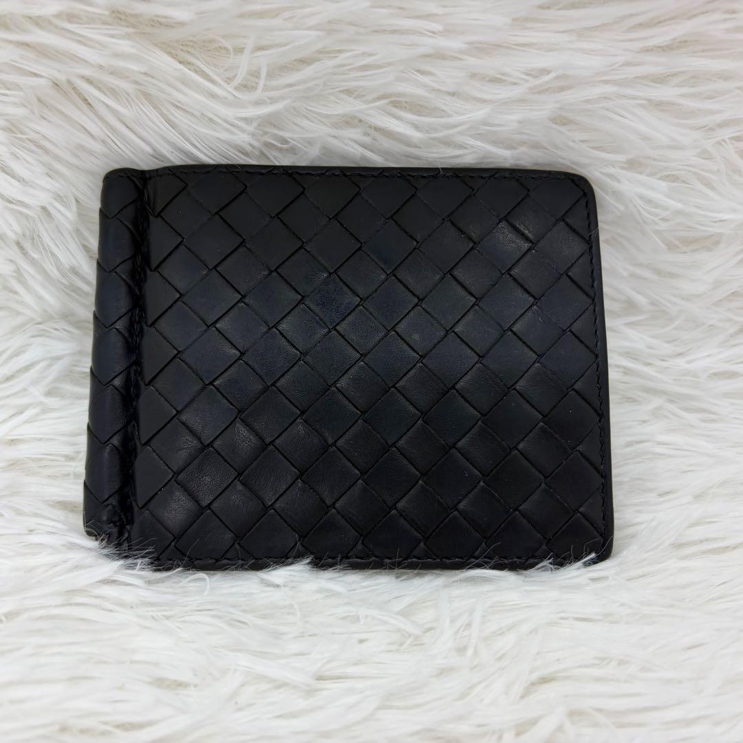 RFID搭載/美品✨️ボッテガ マネークリップ イントレチャート ネイビー