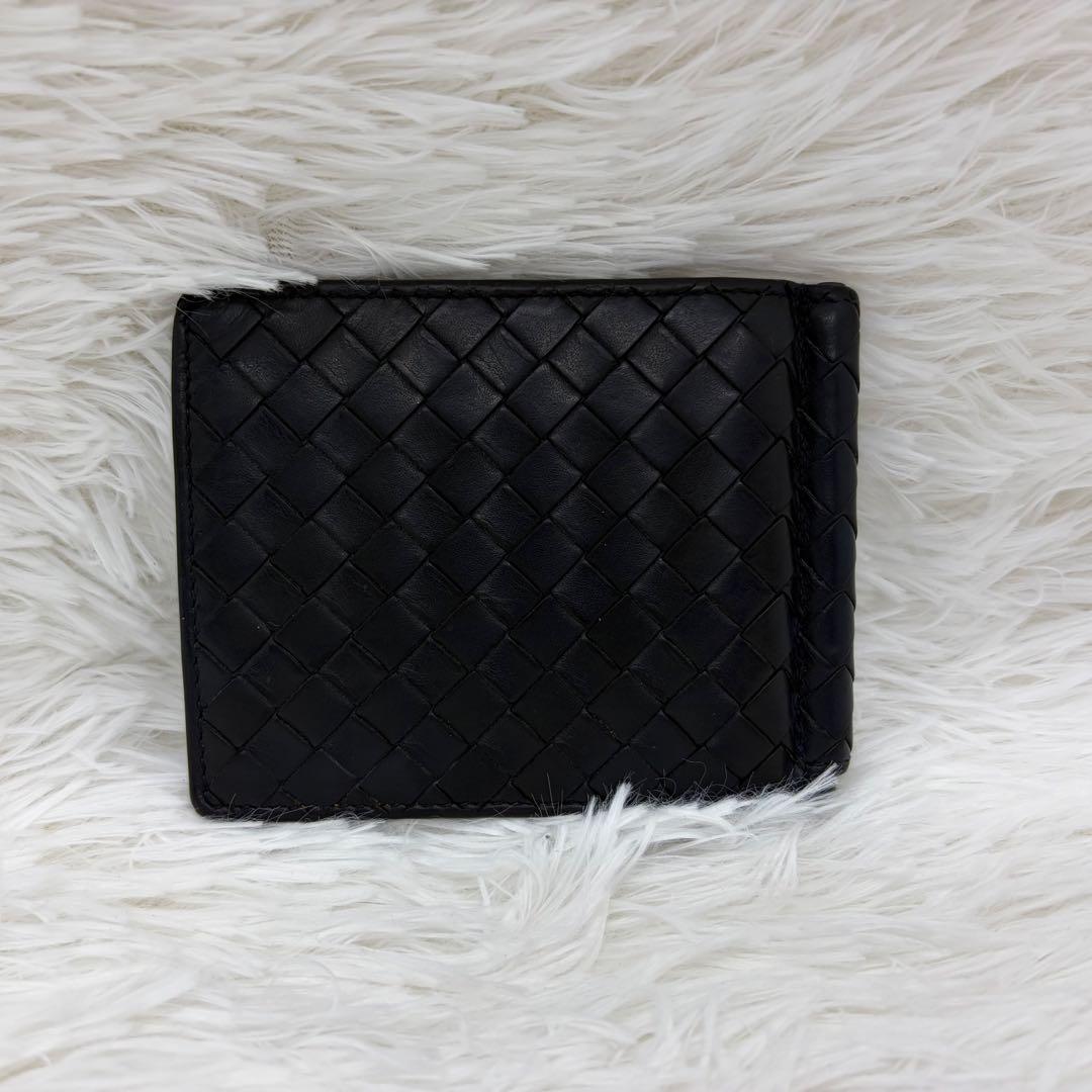 RFID搭載/美品✨️ボッテガ マネークリップ イントレチャート ネイビー