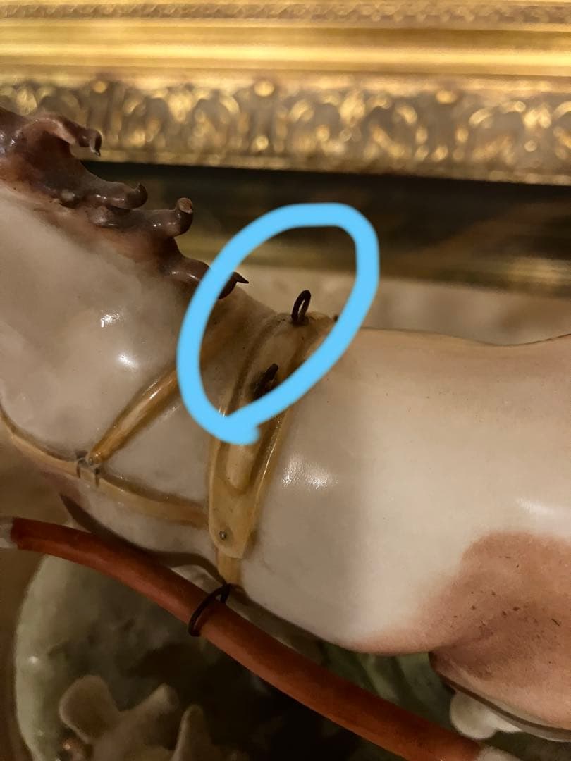 カポディモンテ　B.marli作　陶器製 家族と馬車の置物　アンティーク